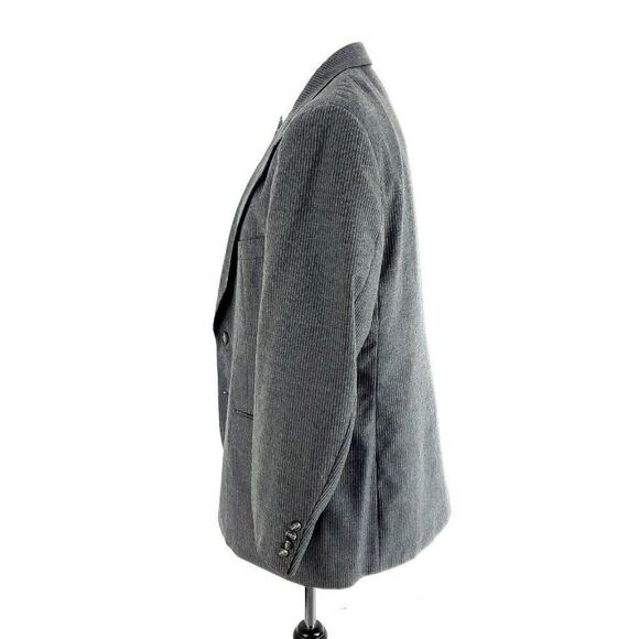 Oleg Cassini Wool 2 Button 2 Piece Suit 40S Gray Striped 38/29 Flat Front Mid Ri - Picture 5 of 10
